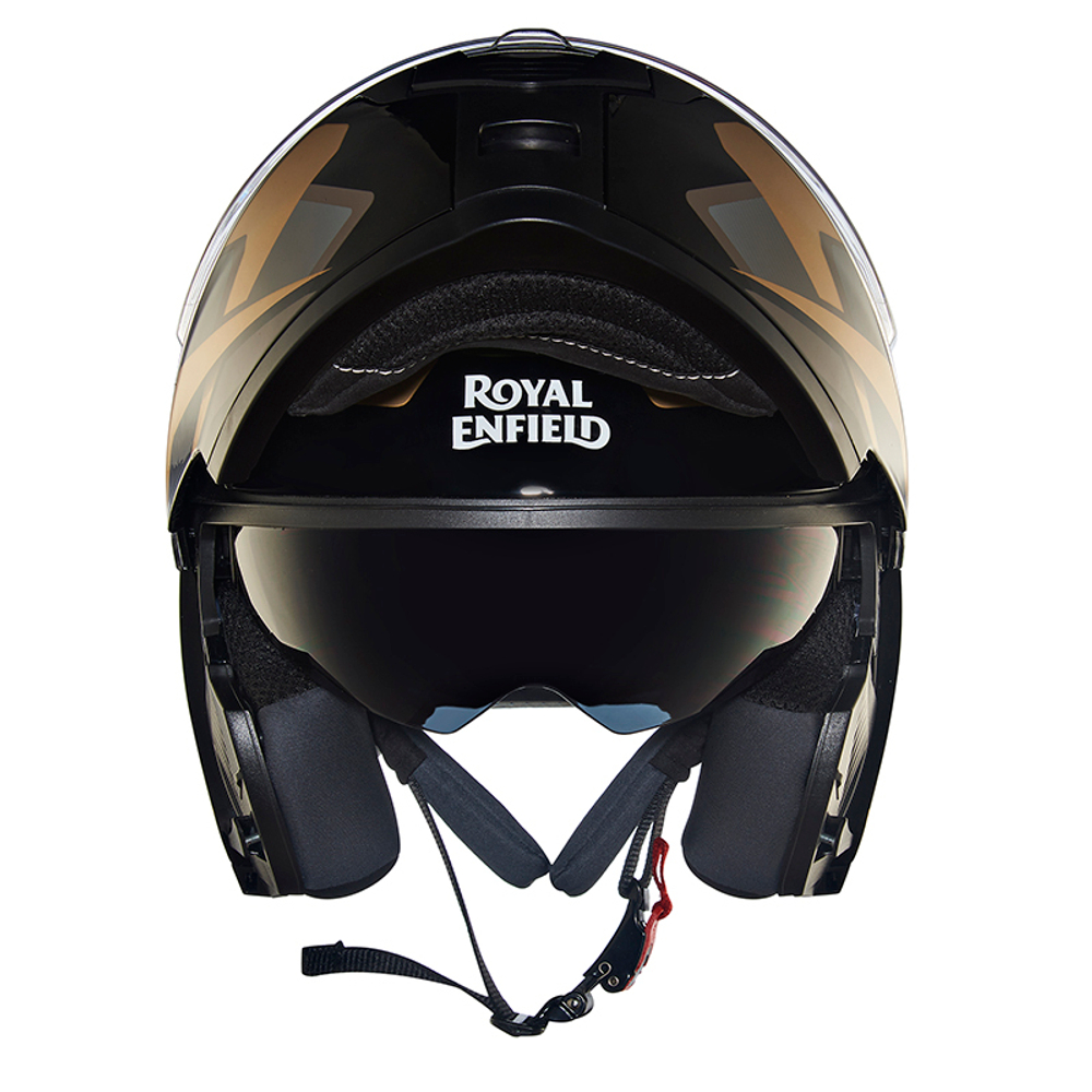 Шлем интеграл Royal Enfield, цвет - черно-золотой, размер - L (600 мм), арт. RRGHEP000567 (HESS22014GLOSS BLACK & GOLDEN)