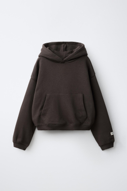 ZARA ХУДИ С НАШИВКОЙ, КОРИЧНЕВЫЙ