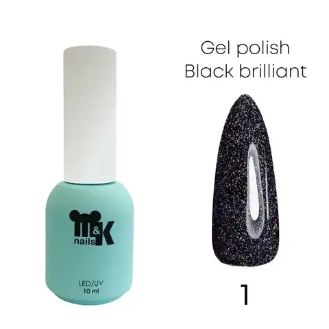 M&K Мик, Гель-лак Black brilliant (Черный бриллиант) 01
