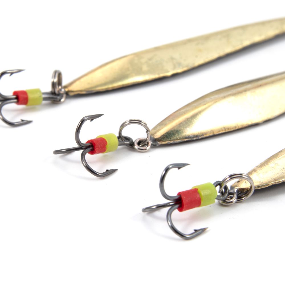 Блесна вертикальная "Яман" Булава с тройником,размер 60 мм, вес 10,7 г, цвет латунь (уп.3 шт.)/150/