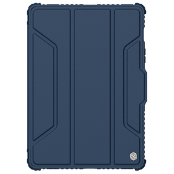 Чехол книжка синего цвета (Sapphire Blue) от Nillkin для планшета Samsung Galaxy Tab S8 и S8 5G, серия Bumper Pro, с защитной шторкой для камеры