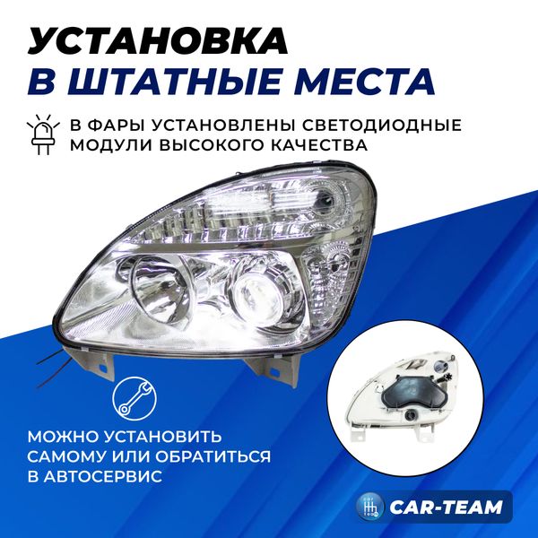 Фары Газель Бизнес передние с Bi LED модулями, хромированная маска (под ключ)