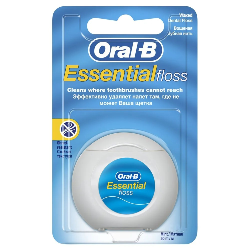 Зубная нить Oral-B Essential Floss вощеная мятная (50 м)