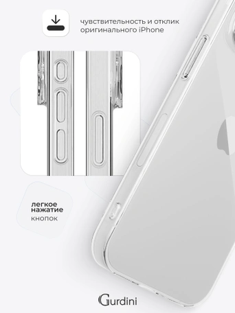 Чехол накладка Gurdini iPhone 13 Pro Max 6.7" плотный силикон 1,5 mm прозрачный