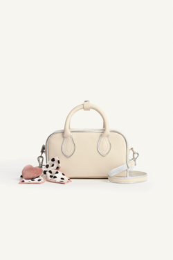 ZARA КОЖАНАЯ СУМКА, ЭКРЮ/БЕЛЫЙ