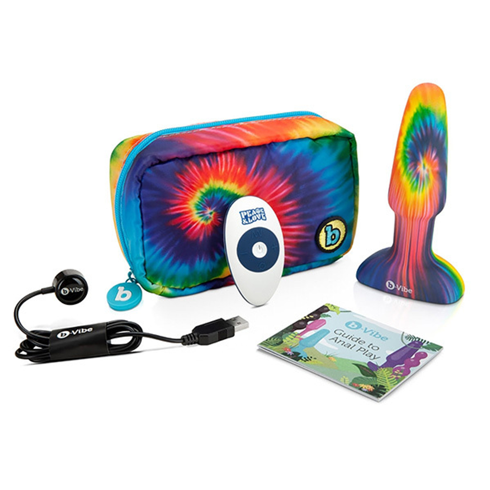 Анальная премиум-пробка с эффектом римминга 15см b-Vibe Peace & Love Tie-Dye BV-026