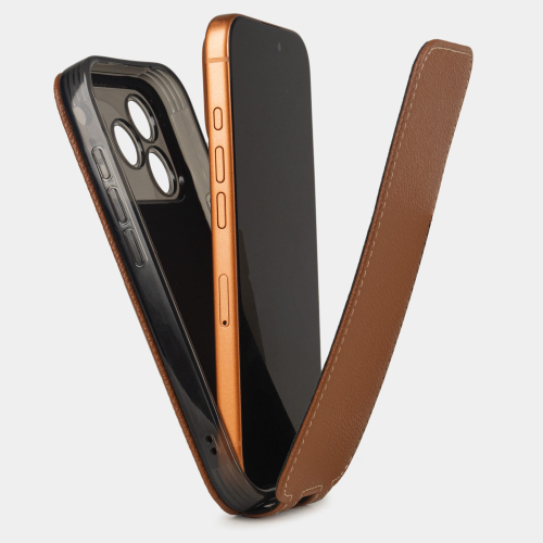Чехол для iPhone 17 Pro - кожа теленка сафьяно, карамель