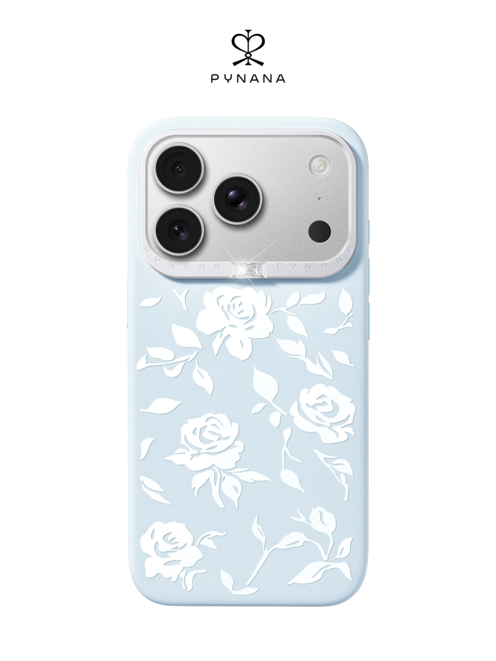Чехол для iPhone 17 Pro корунд голубой с розами