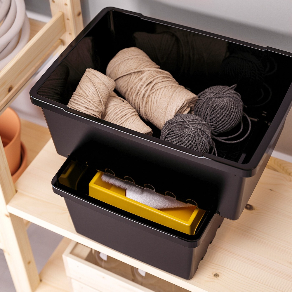 IKEA UPPSNOFSAD (ИКЕА УППСНОФСАД) — Контейнер, черный, 35x25x14 см/9 л, фото 3