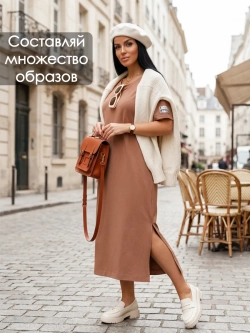 Платье макси туника хлопок с разрезами
