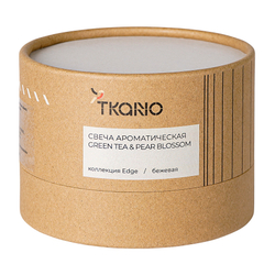 Свеча ароматическая Tkano Edge Green tea & Pear blossom бежевая 30ч