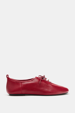 ZARA КОЖАНЫЕ ТУФЛИ-ДЕРБИ, КРАСНЫЙ