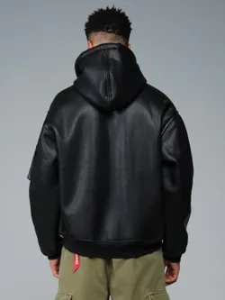 Куртка утепленная мужская ALPHA INDUSTRIES MA-1 HOODED RELAXED FIT FLIGHT JACKET (FAUX LTHR)
