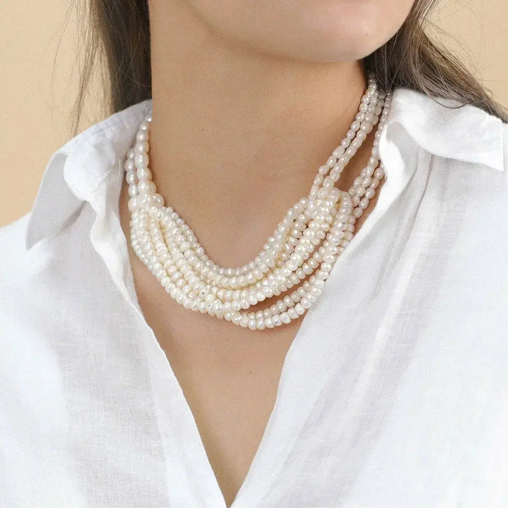 Колье Nature Bijoux, Moonlight, с ракушкой Capiz в смоле, жемчугом и кожей, NB24.1-15CP43130 (белый)