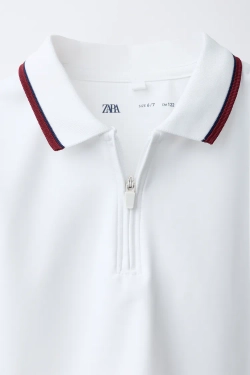 ZARA СПОРТИВНОЕ ПОЛО НА МОЛНИИ, БЕЛЫЙ