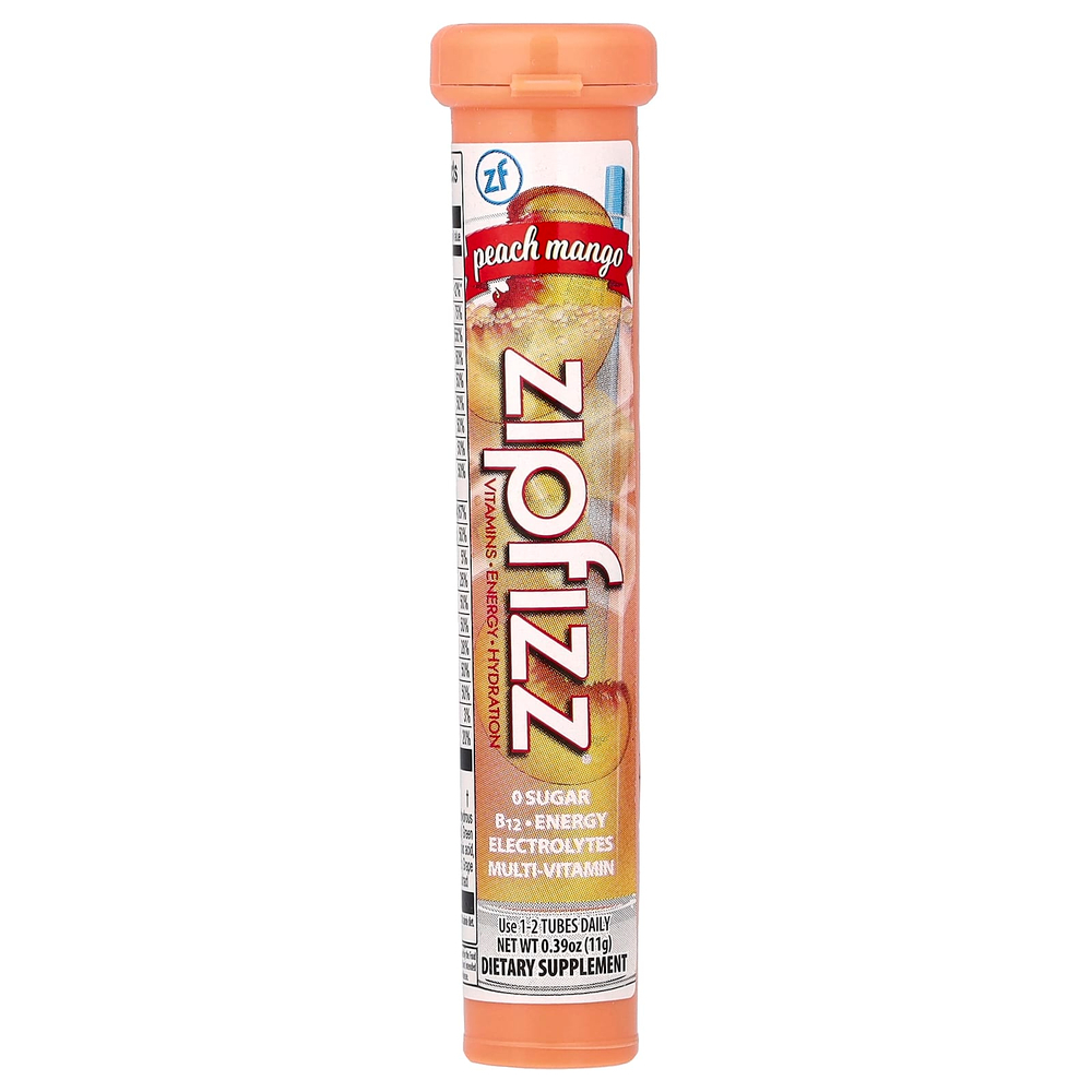 Zipfizz, Energy Drink Mix, персик и манго, 20 тюбиков по 11 г (0,39 унции)