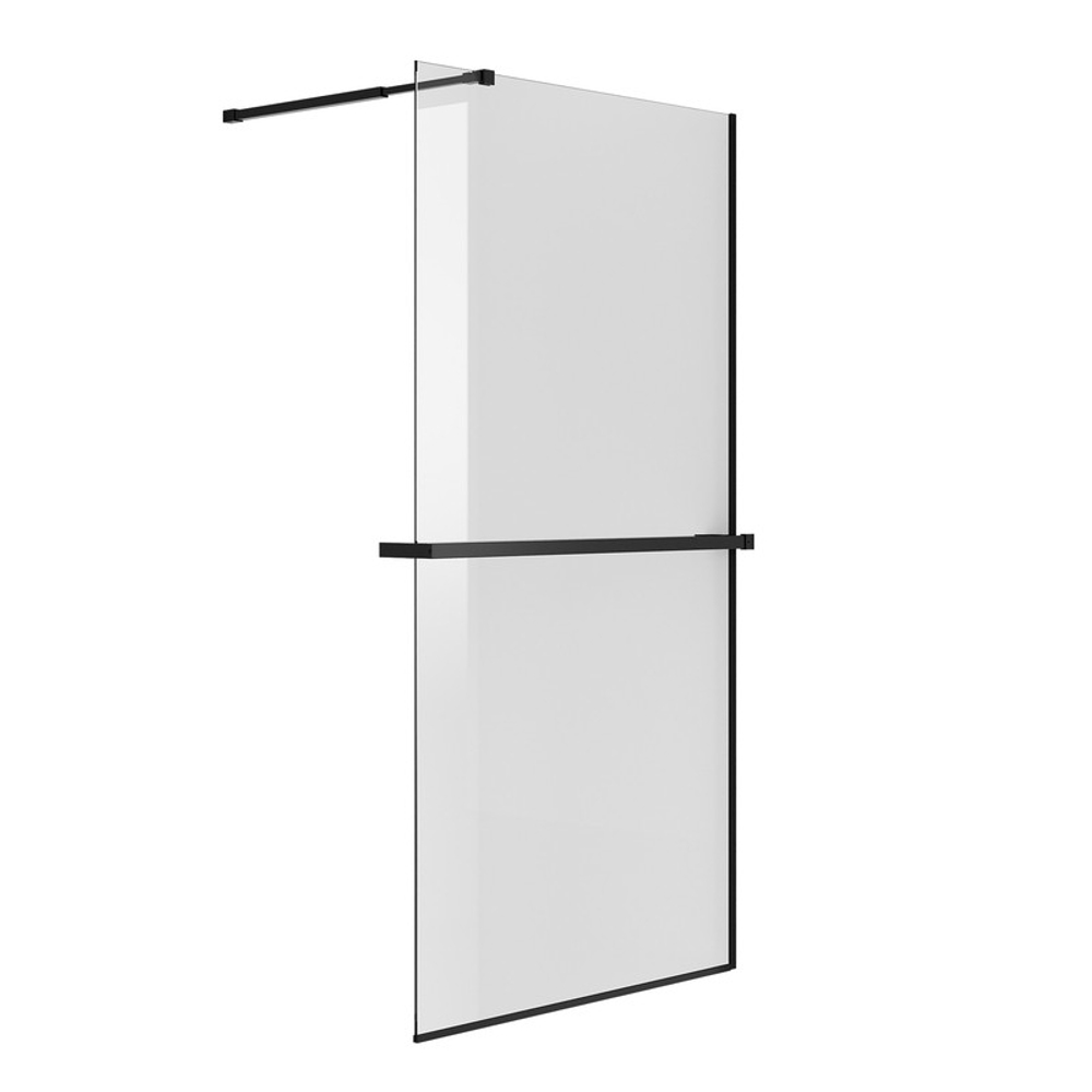 Душевая перегородка Niagara Nova NG-670-90ВLACK (90х195) черный матовый,стекло прозрачное,с полкой,1 место
