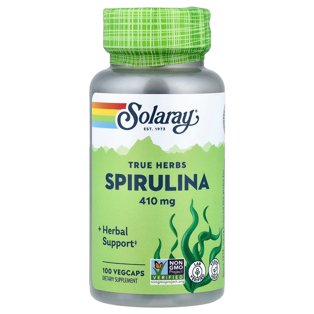 Solaray, True Herbs, спирулина, 100 растительных капсул