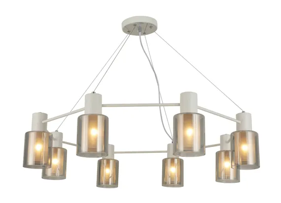 Люстра подвесная Rilon 74705/8 WHITE+CHROME, 8×40 Вт, хромированная и белая