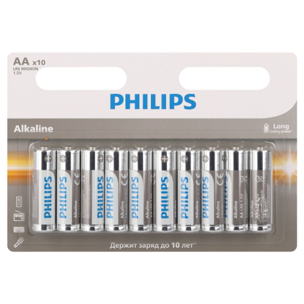 Батарейки Philips LR6A10B/51 АА алкалиновые 1,5v 10 шт. LR6-10BL Entry | Батарейки Щелочные (Алкалиновые)