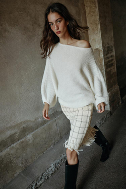 ZARA СВИТЕР С ОБЪЕМНЫМИ РУКАВАМИ, ЭКРЮ