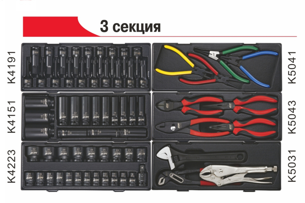 Тележка инструментальная 8 секций (JTC-5641) с набором инструментов 496 предметов JTC