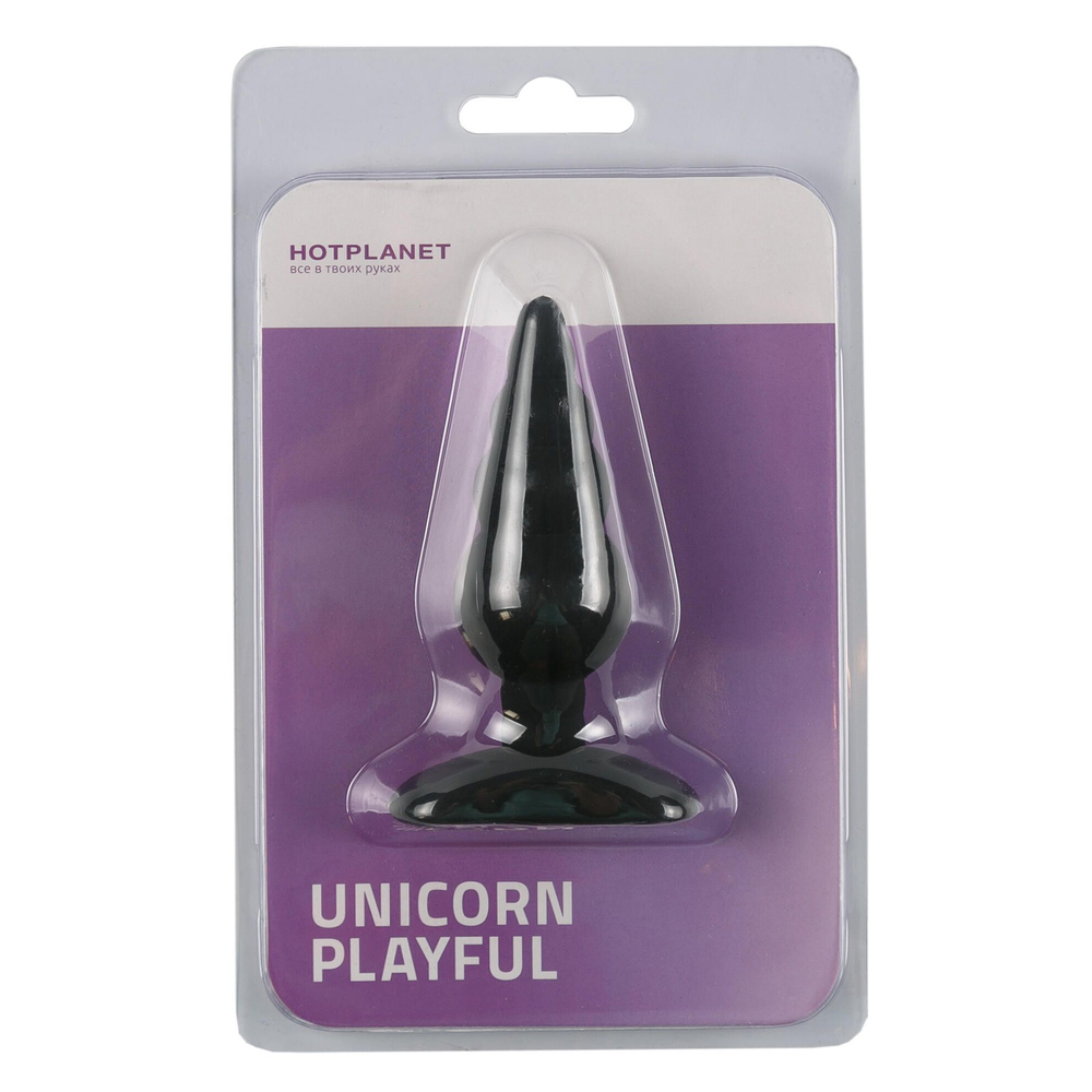 Черная анальная пробка Unicorn Playful - 10 см. (Цвет: черный)
