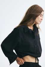 Рубашка с воротником-стойкой и стяжкой - H&M