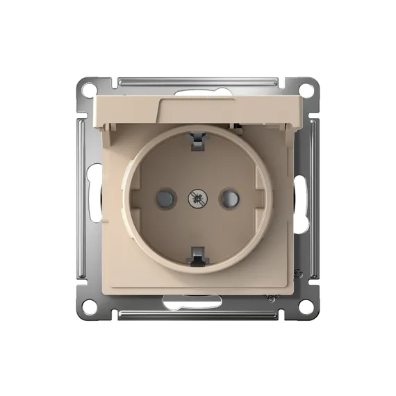 Розетка с крышкой Systeme Electric AtlasDesign Песочный, самозажимные клеммы ATN001246S