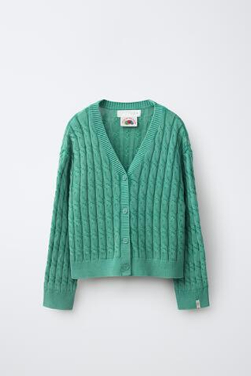 ZARA - FRUIT OF THE LOOM™ ТРИКОТАЖНЫЙ КАРДИГАН, СВЕТЛО-ЗЕЛЕНЫЙ