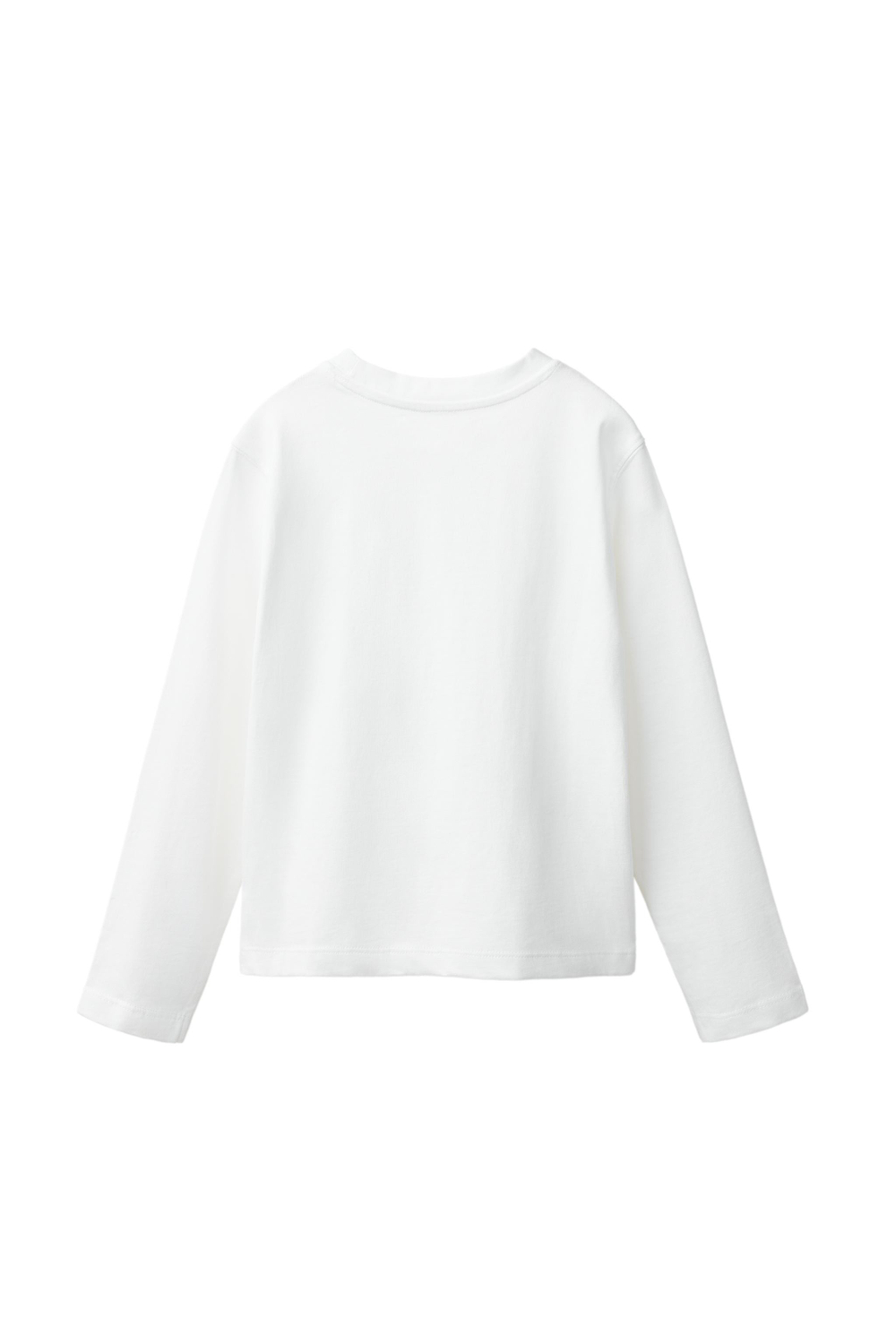 ZARA ОДНОТОННАЯ ФУТБОЛКА С ДЛИННЫМИ РУКАВАМИ, БЕЛЫЙ