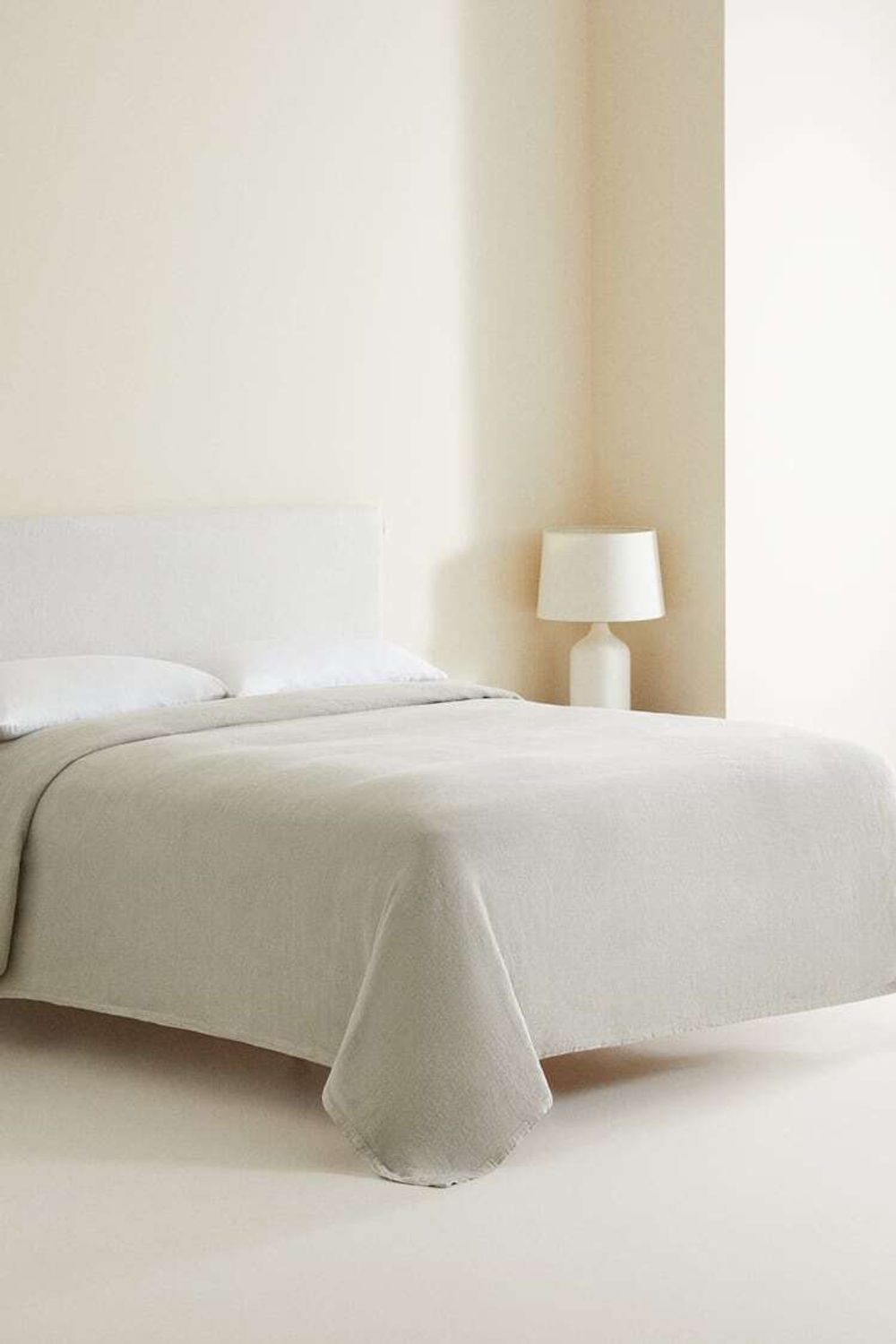 ZARA HOME ПОКРЫВАЛО ИЗ ПОСТИРАННОГО ЛЬНА, МЯГКИЙ СЕРЫЙ