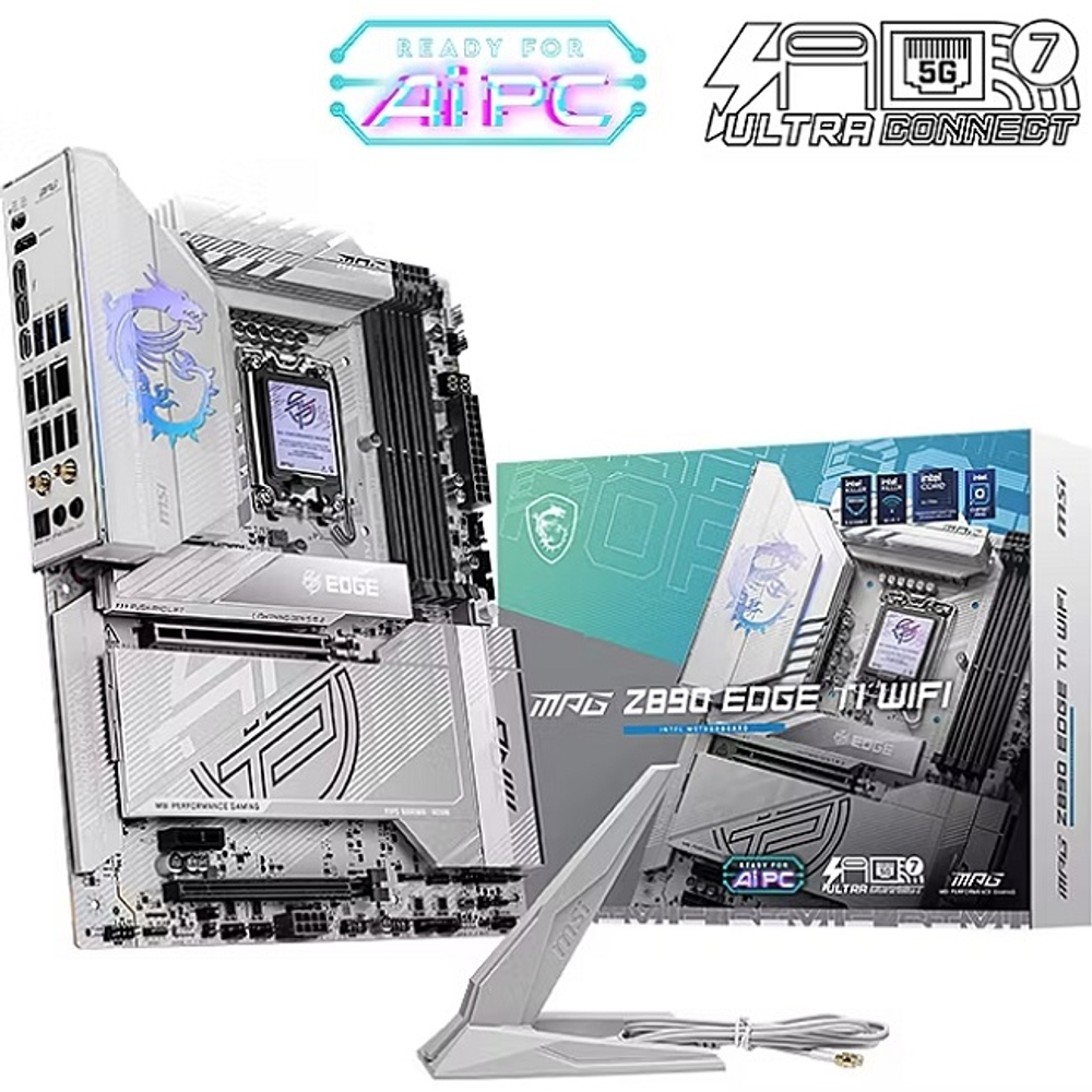 Материнская плата MSI MPG Z890 EDGE TI WIFI (LGA1851/Z890/4xDDR5/2xPCI-Ex16/5xM.2/Wi-Fi/BT/GLAN/HDMI/2xUSB Type-C/ATX)