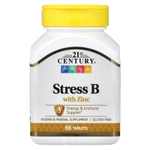 21st Century, Stress B, с цинком, 66 таблеток