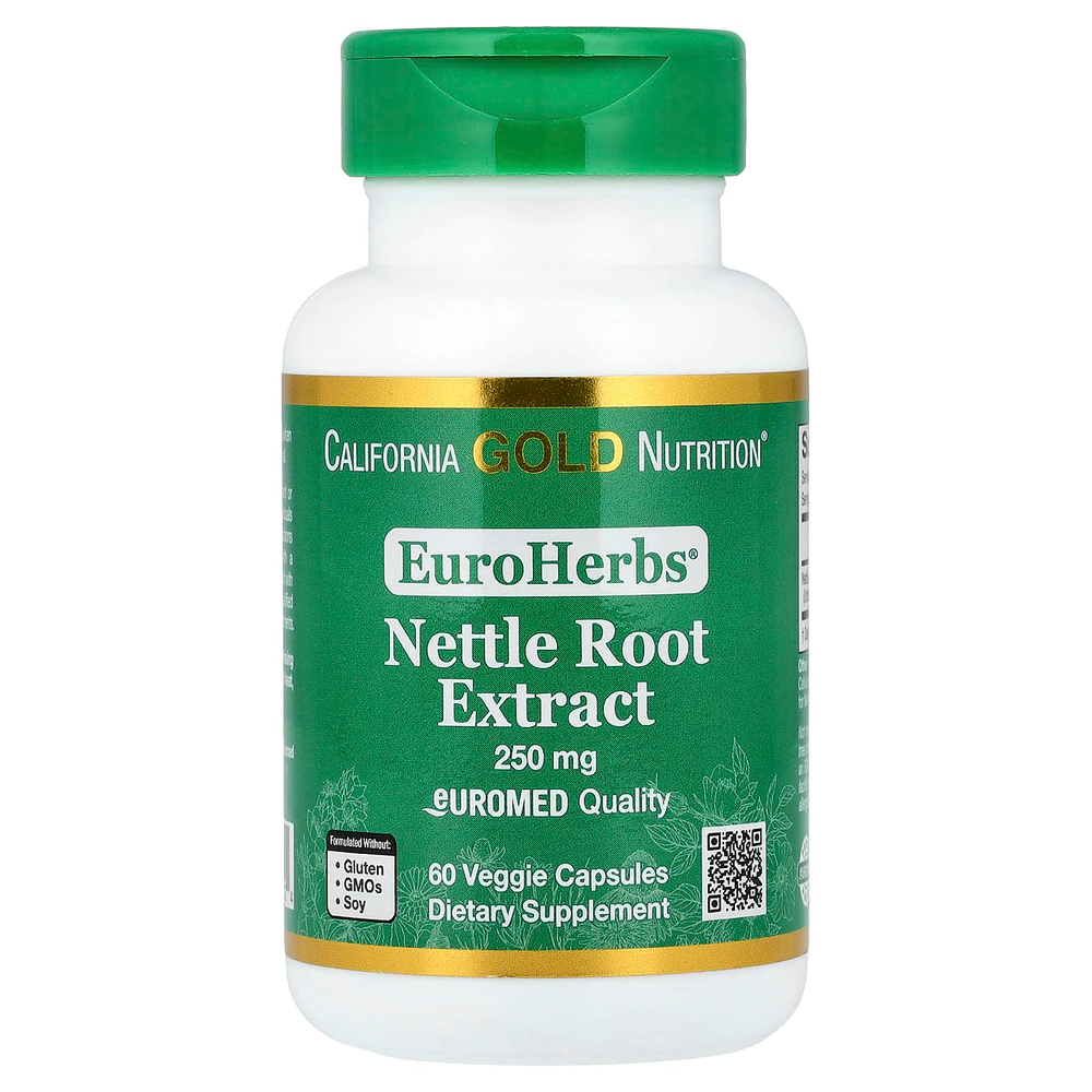California Gold Nutrition, EuroHerbs®, экстракт корня крапивы, качество Euromed, 250 мг, 60 растительных капсул