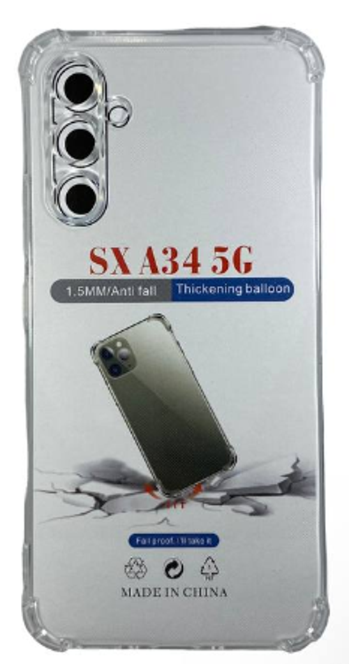 Чехол-накладка силикон 1.5мм Samsung Galaxy A34 5G прозрачный противоударный
