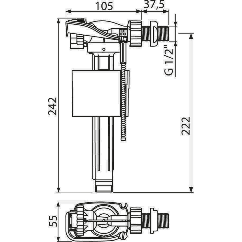 Заливной клапан ALCADRAIN 1/2" бок/подв. A15/A150