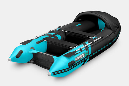 Лодка ПВХ Gladiator E380PRO НДНД черно-бирюзовый