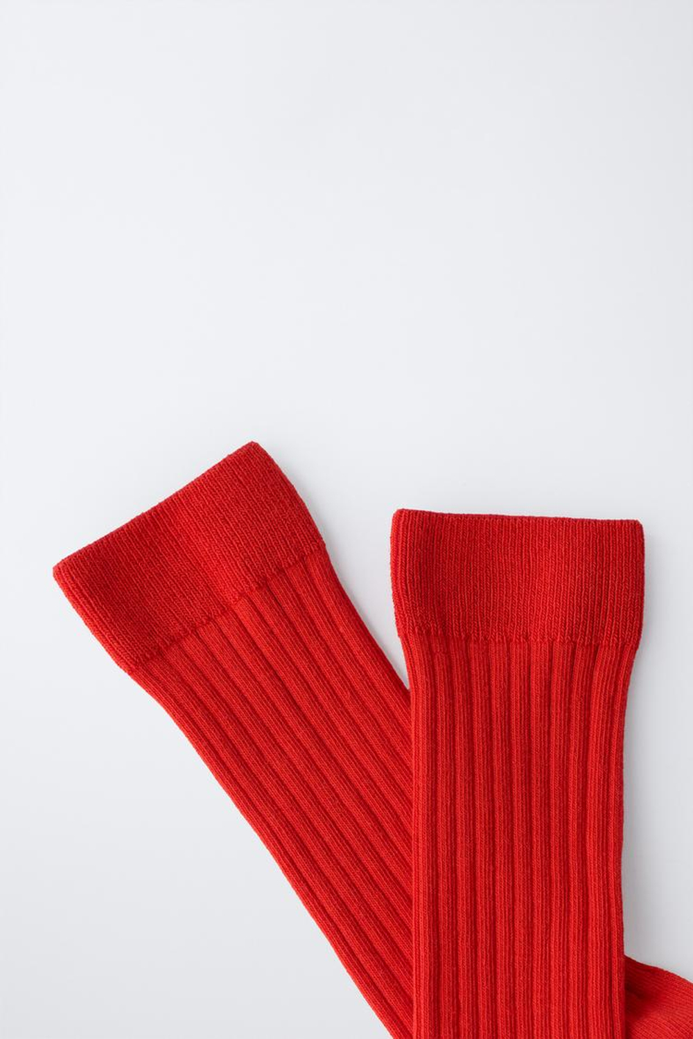 ZARA ДЛИННЫЕ НОСКИ В РУБЧИК, КРАСНЫЙ