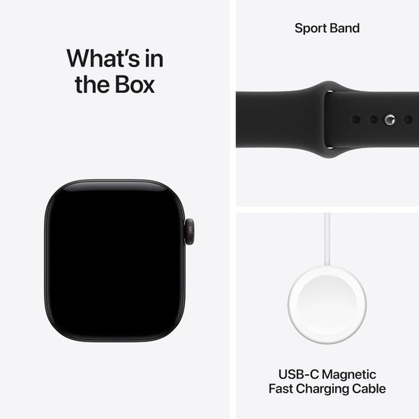 Умные часы Apple Watch Series 12 42 мм Black Aluminum Case with Sport Band (M/L) Черный | Black