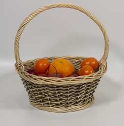 Корзина круглая подарочная для цветов, фруктов, арт. ND300GRW, диаметр 29 см, высота борта 11 см, высота с ручкой 34 см