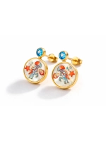 Серьги с рисунком на перламутре, серебро 925