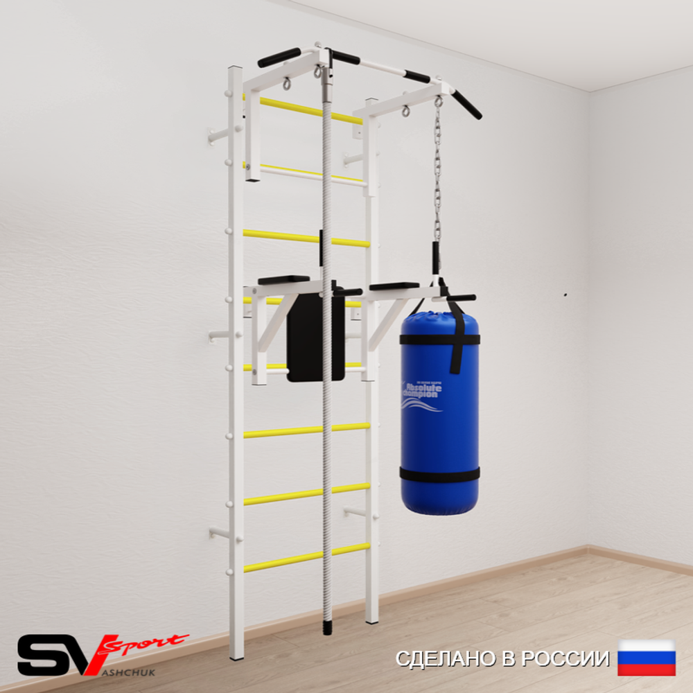 Шведская стенка Sv Sport усиленная 6701 (Турник стандарт/Брусья/Канат/Цепь/Мешок 15кг)