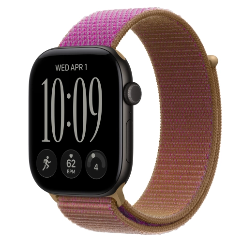 Умные часы Apple Watch Series 12 GPS, 46mm, Black Aluminum Case with Magenta Sport Loop