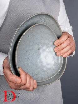 Набор посуды 6 тарелок мятый фарфор 20 см