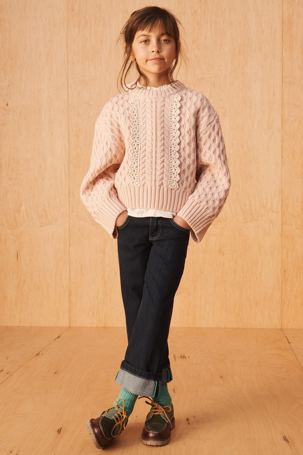 ZARA СВИТЕР С КРУЖЕВОМ - LIMITED EDITION, ПАСТЕЛЬНО-РОЗОВЫЙ