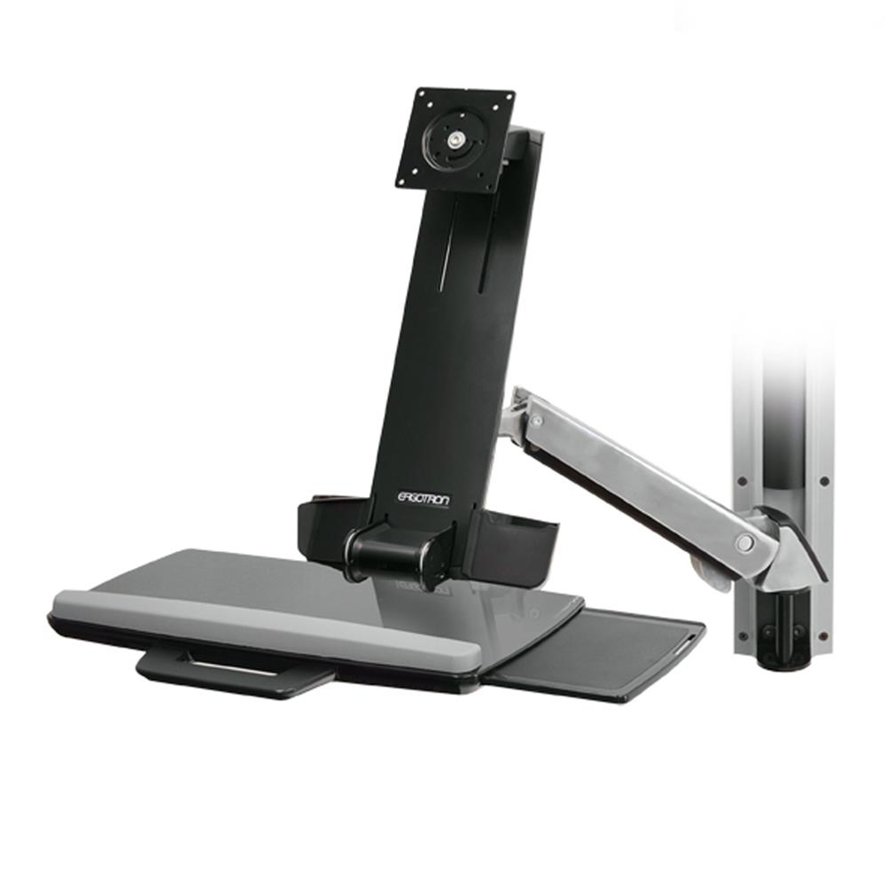 Крепление ''Рука'' Ergotron StyleView Sit-Stand Combo System с подставкой для клавиатуры и мыши (45-266-026 / 45-266-216), Серебряный