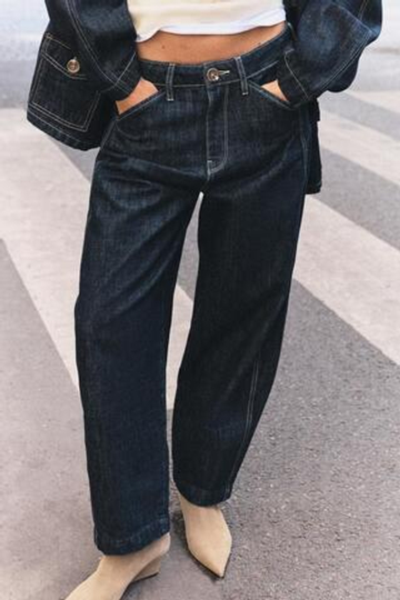 ZARA ДЖИНСЫ Z1975 TAPERED: ВЫСОКАЯ ПОСАДКА, СИНИЙ