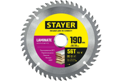 Пильный диск по ламинату STAYER Laminate 190x30/20 мм, 56T, аккуратный рез 3684-190-30-56_z01