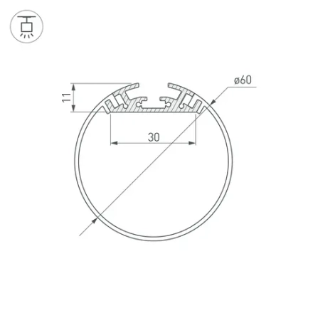 Профиль SL-ROUND-D60-2000 ANOD (Arlight, Алюминий)